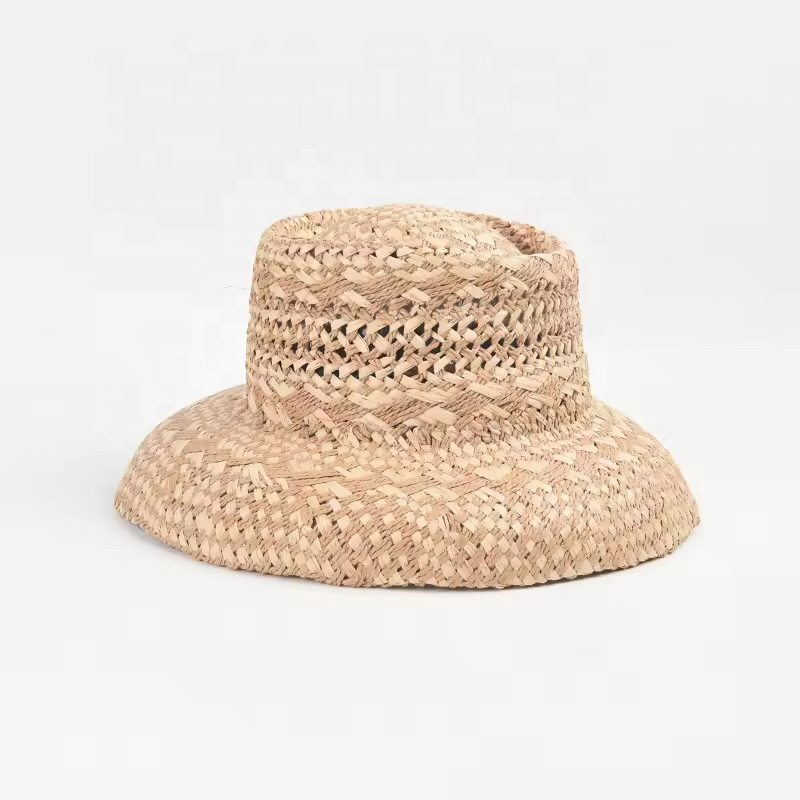 French papyrus hand chimed raffia straw hat women thin hollow beach holiday sun straw hat