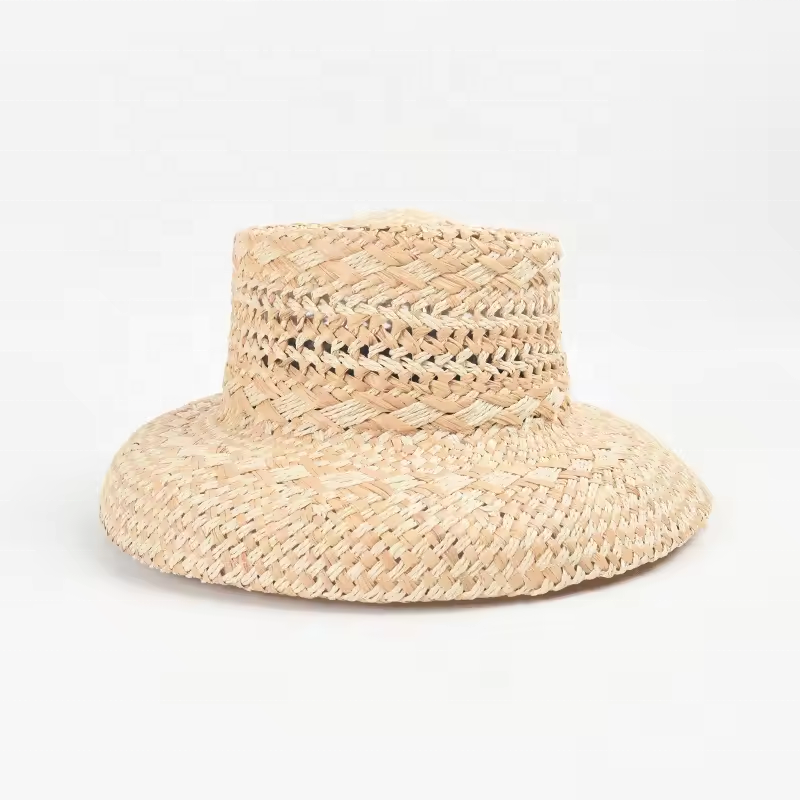 French papyrus hand chimed raffia straw hat women thin hollow beach holiday sun straw hat