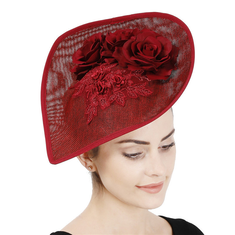 Red Church Hat Elegant Fascinators For Women Tea Party Headband Wedding Hat