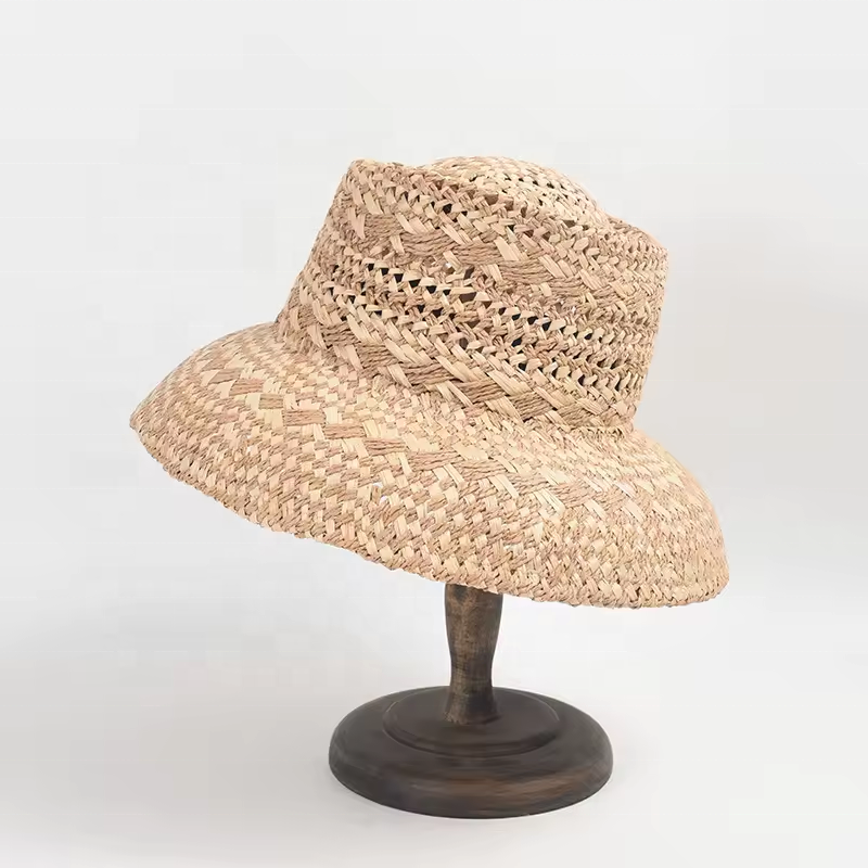 French papyrus hand chimed raffia straw hat women thin hollow beach holiday sun straw hat