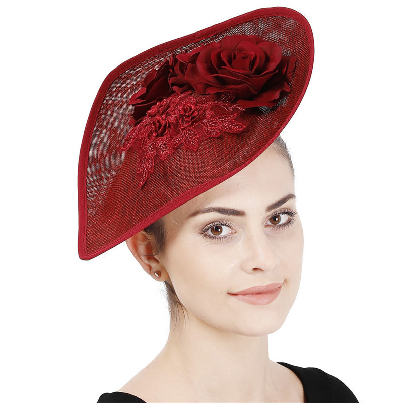 Red Church Hat Elegant Fascinators For Women Tea Party Headband Wedding Hat