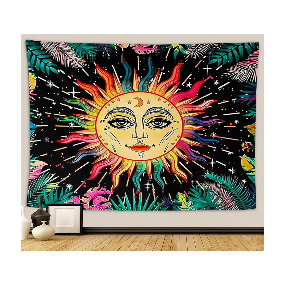 Custom Print Personalized Tapestry Moon Sun Wall Tapestry For Bedroom