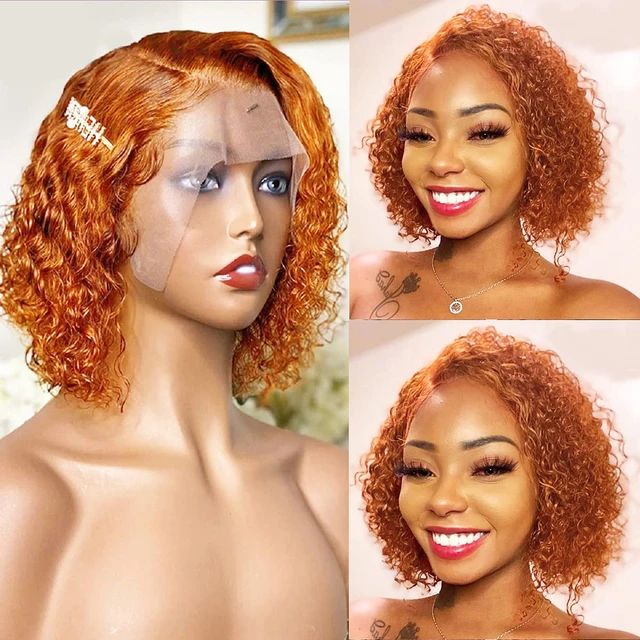 Ginger Color Glueless Wig en gros Mid Length Body Wave Glueless Lace Wig Human Hair 13*4 27# 350# Lace Front Colored Wigs