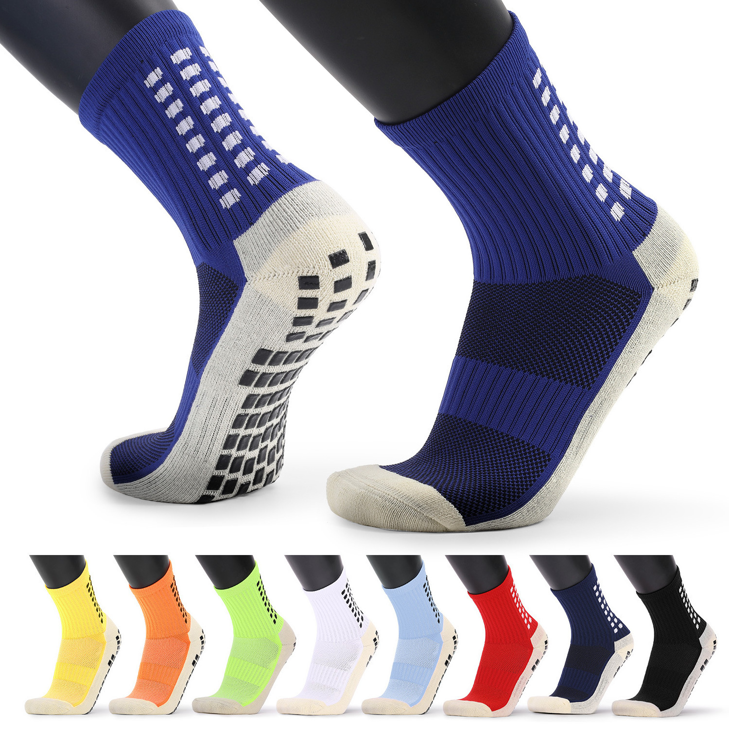 Wholesale custom anti slip thicken soft short athletic soccer sport football crew socks for men