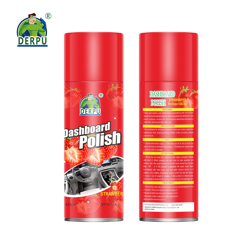 Dashboard Spray Aerosol Dashboard Shine Wax Spray 450ML Strawberry smell Clean and Bright Car Interior Factory OEM