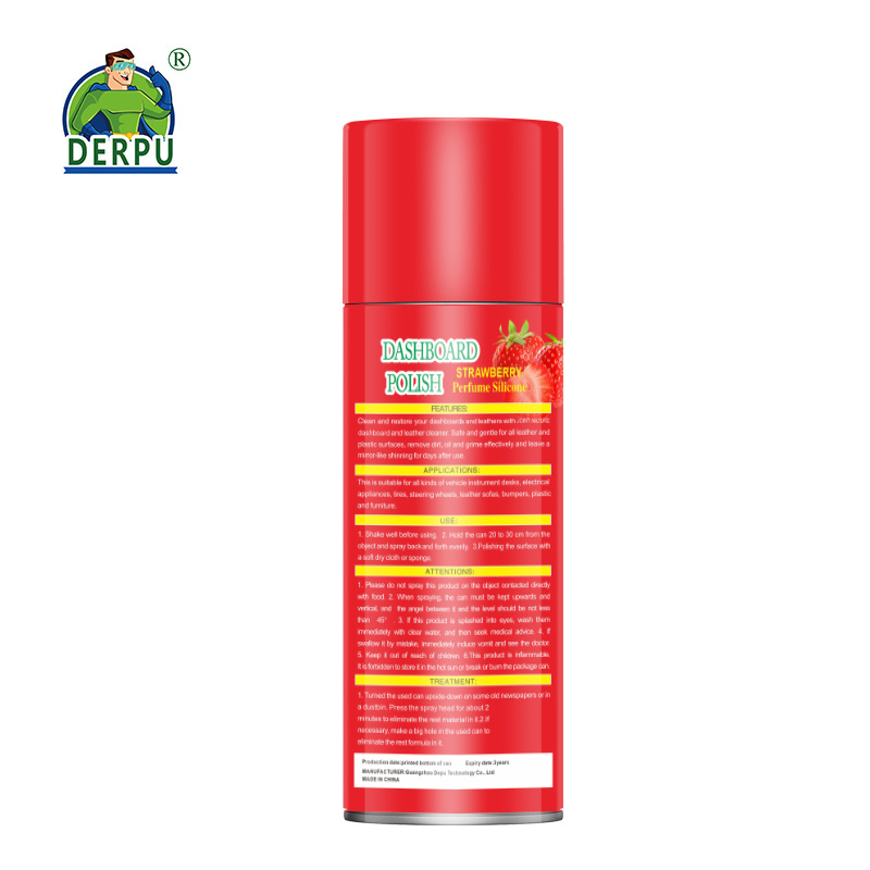 Dashboard Spray Aerosol Dashboard Shine Wax Spray 450ML Strawberry smell Clean and Bright Car Interior Factory OEM