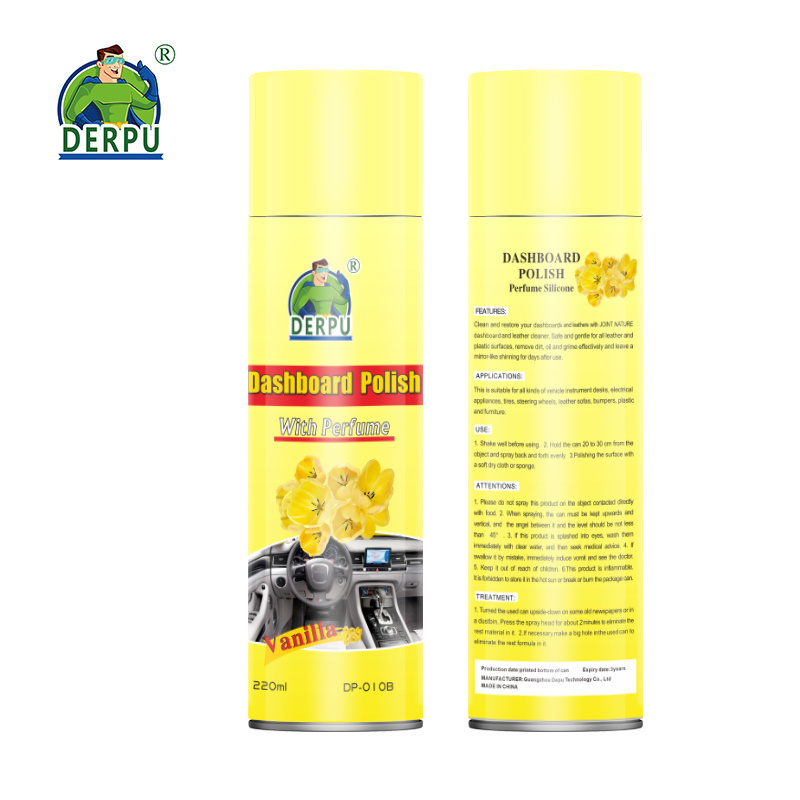 Aerosol Spray Dashboard Polish Car Polish Shine Vanilla smell Clean and Bright Car Interior Cleaning