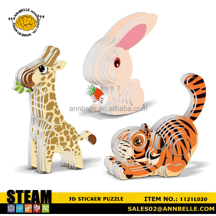 3D sticker puzzle animal jigsaw puzzle dinosaurs Tiger Lion Sheep Elephant Yak Rabbit Girrafe Whale Shark Dolphin lobster