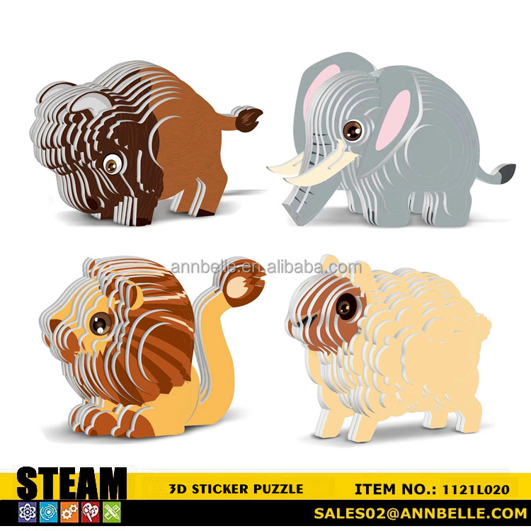 3D sticker puzzle animal jigsaw puzzle dinosaurs Tiger Lion Sheep Elephant Yak Rabbit Girrafe Whale Shark Dolphin lobster