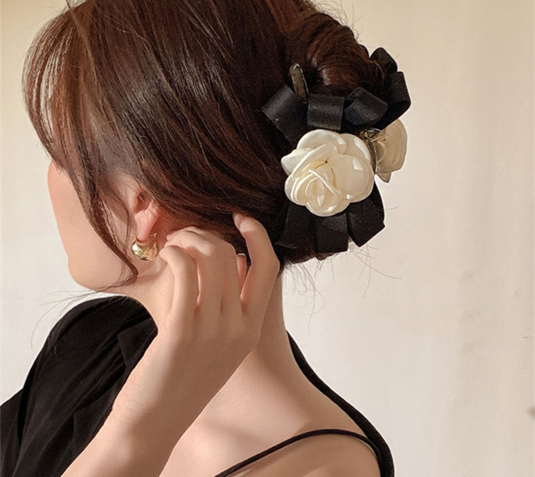 Latest Style IN Stock Camellia Flower Cellulose Acetate Hair Claw Fashion Barrettes Decorative Hair Accessories Flower Hair Claw