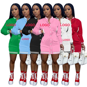 Women Clothes 2023 Women Long Sleeves Bodycon Dress Custom Baseball Jersey Dress Button Down Casual Dresses For Women