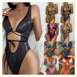 2022 strapping swimsuit Sexy backless lace-up Bikini scales Sexy One Piece Swimwear Bathing Suits for Women