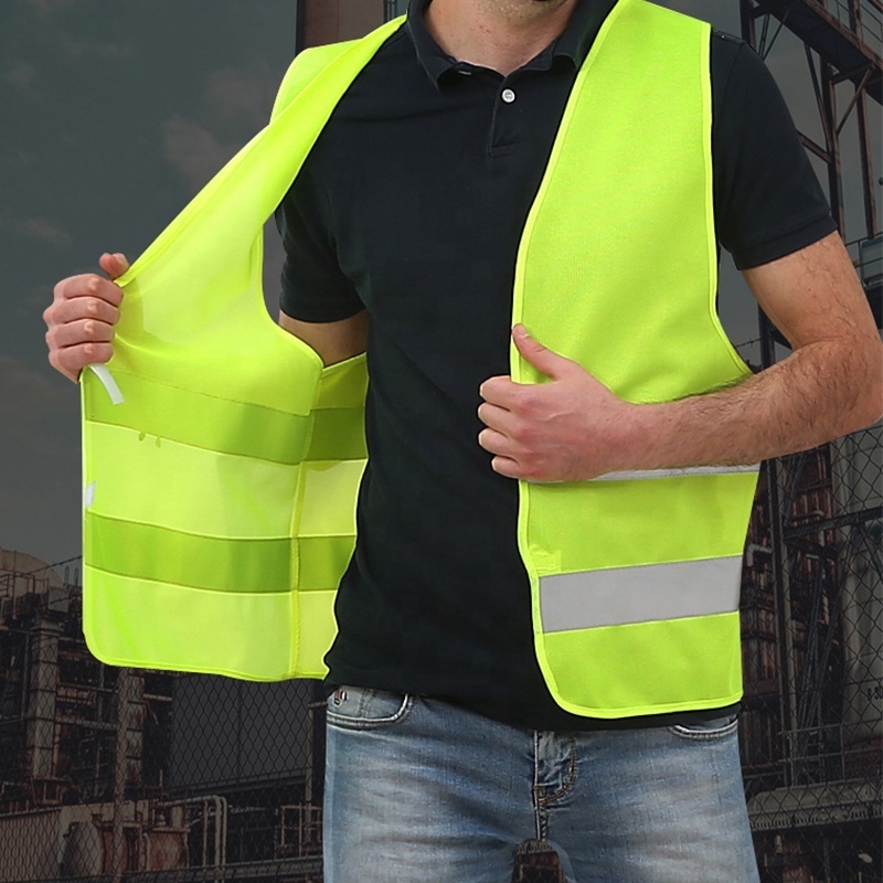 Safety Vest  2 Reflective Tapes Hook & Loop Closure Customized Logo Red Fluorescent Safety Vest Cheap Price