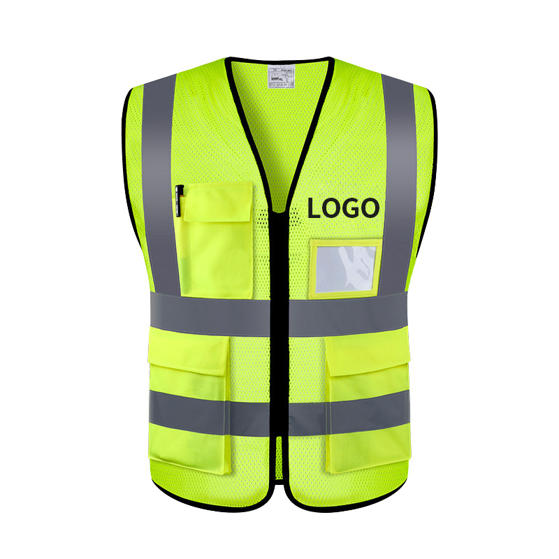 Custom LOGO Mesh Fabric Multi Pockets Reflective Safety Vest for Construction