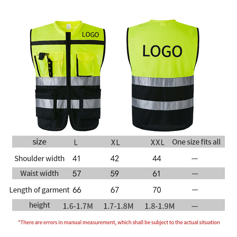 Custom Multi Pockets Hi Vis Reflective Breathable Workwear Motorcycle Reflective Safety Vest