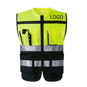 Custom Multi Pockets Hi Vis Reflective Breathable Workwear Motorcycle Reflective Safety Vest