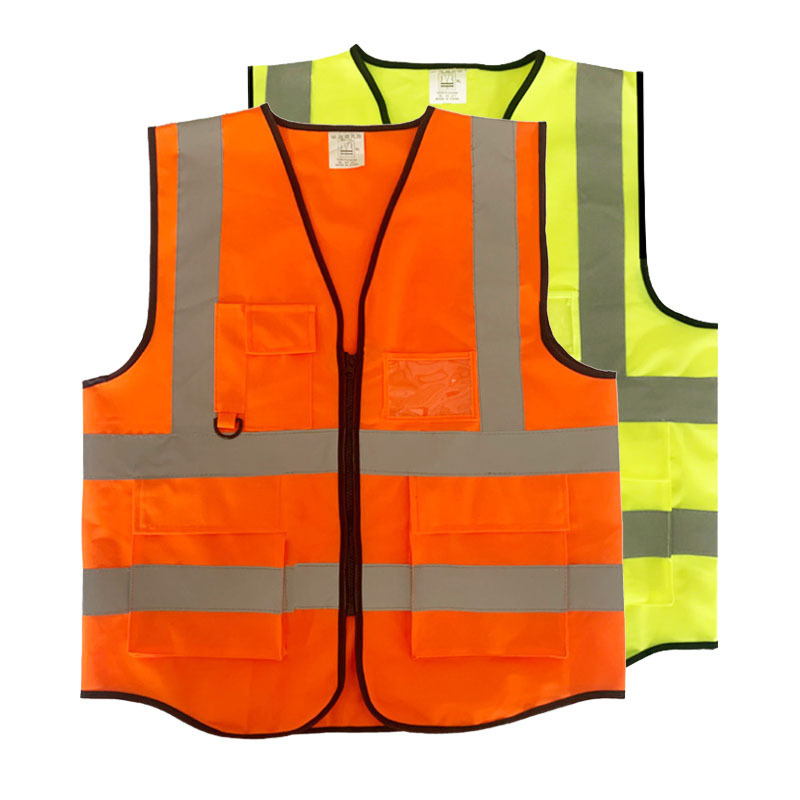 High visibility breathable orange reflective safety vests with logo