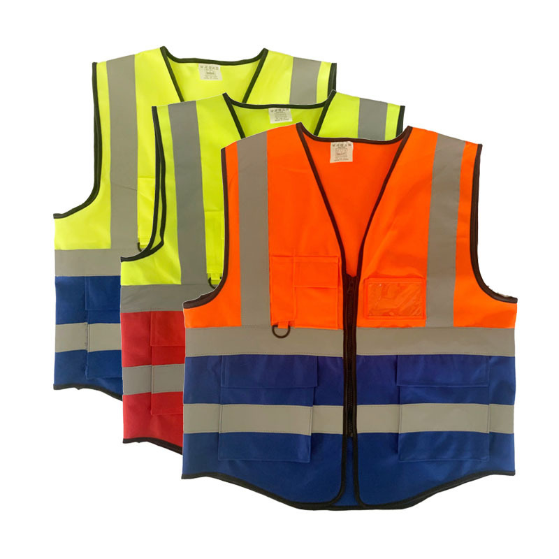 High visibility breathable orange reflective safety vests with logo