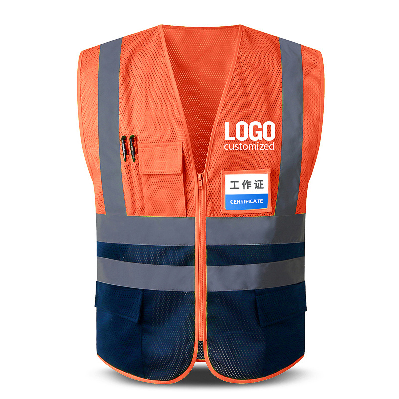 Wholesale Custom Logo Construction Safety Vest With Pockets Hi Vis Safty Jackets Reflective Safety Vest