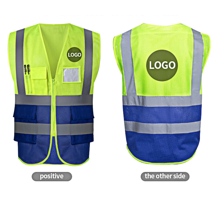 Wholesale Custom Logo Construction Safety Vest With Pockets Hi Vis Safty Jackets Reflective Safety Vest