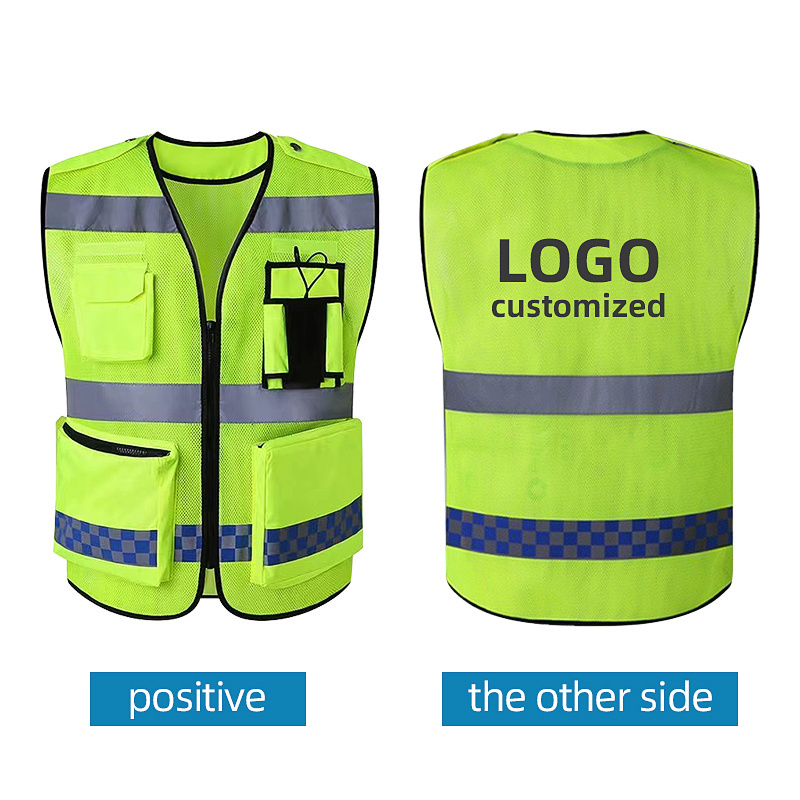 Reflective Vest Jacket Strip Fabric Construction Security Safety Vest High Visibility Hi Vis Work Reflective Clothing