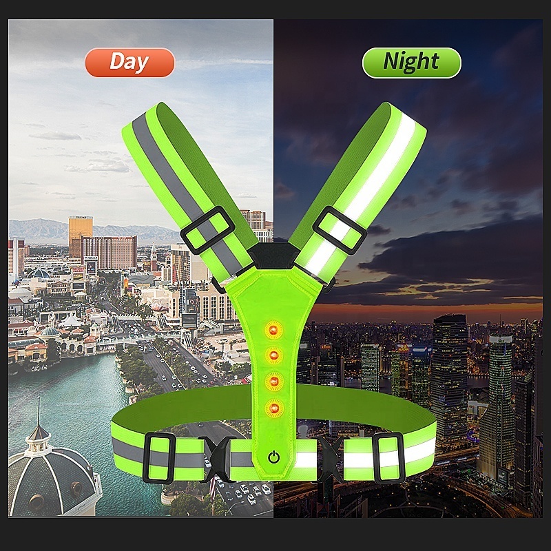 Hi Vis Outdoor LED Flashing Safety Reflective Belt Vest Adjustable Night Running & Cycling Led Vest