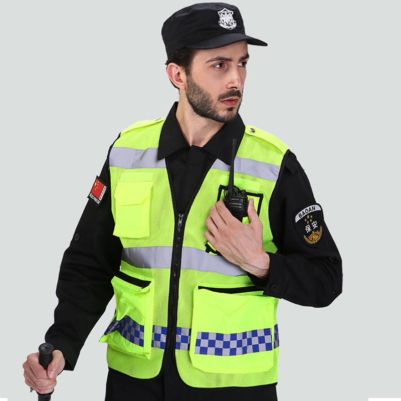 Reflective Vest Jacket Strip Fabric Construction Security Safety Vest High Visibility Hi Vis Work Reflective Clothing