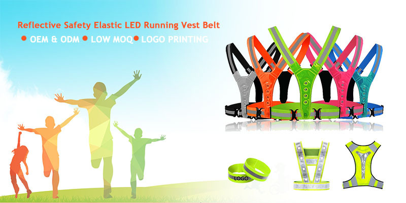 High Visibility Adjustable LED flashing lights Safety Reflective Belt Vest Running Cycling led v shape vest