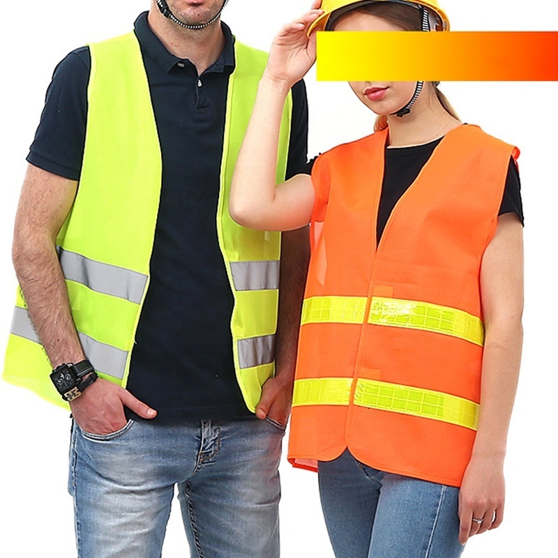 Safety Vest  2 Reflective Tapes Hook & Loop Closure Customized Logo Red Fluorescent Safety Vest Cheap Price