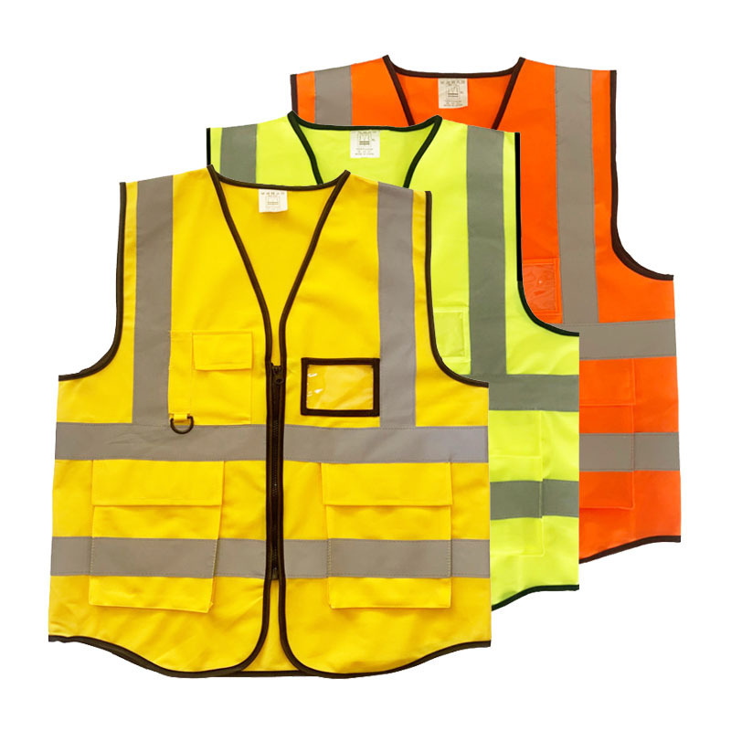 Hi Vis construction work reflective workwear safety vest for men