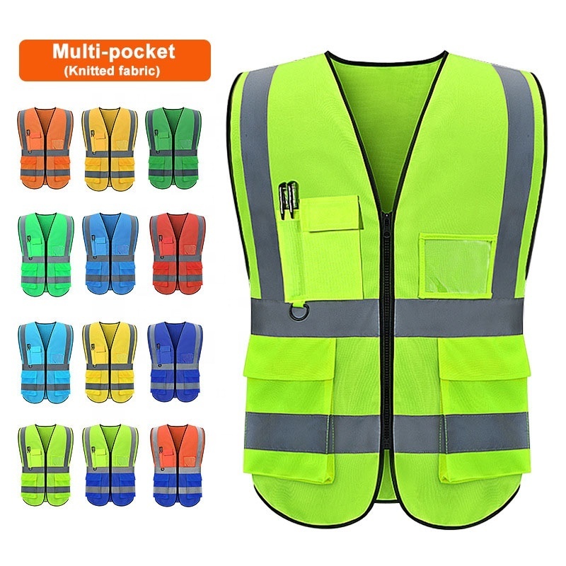 Hi Vis construction work reflective workwear safety vest for men