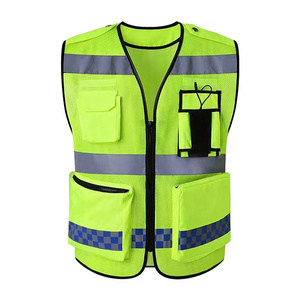 Reflective Vest Jacket Strip Fabric Construction Security Safety Vest High Visibility Hi Vis Work Reflective Clothing