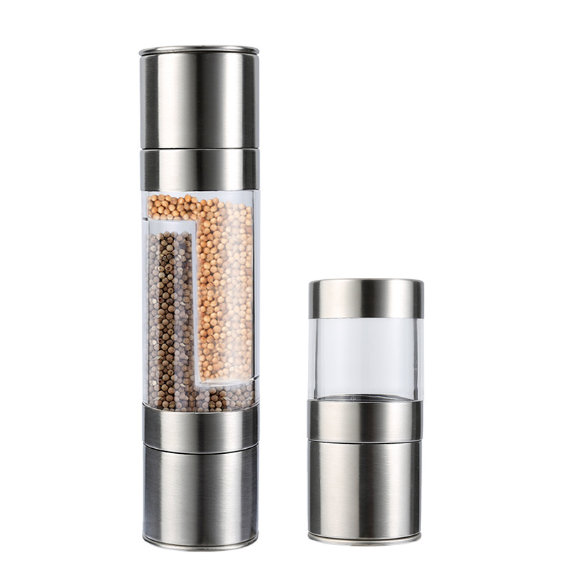 2 in 1 Seasoning Grinding Stainless Steel Manual Pepper Grinder Salt & Pepper Mill Grinder Kitchen Tools Accessories for Cooking