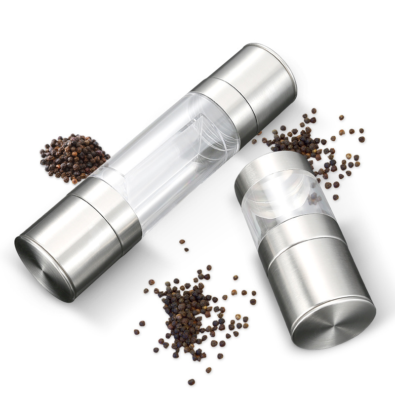 2 in 1 Seasoning Grinding Stainless Steel Manual Pepper Grinder Salt & Pepper Mill Grinder Kitchen Tools Accessories for Cooking