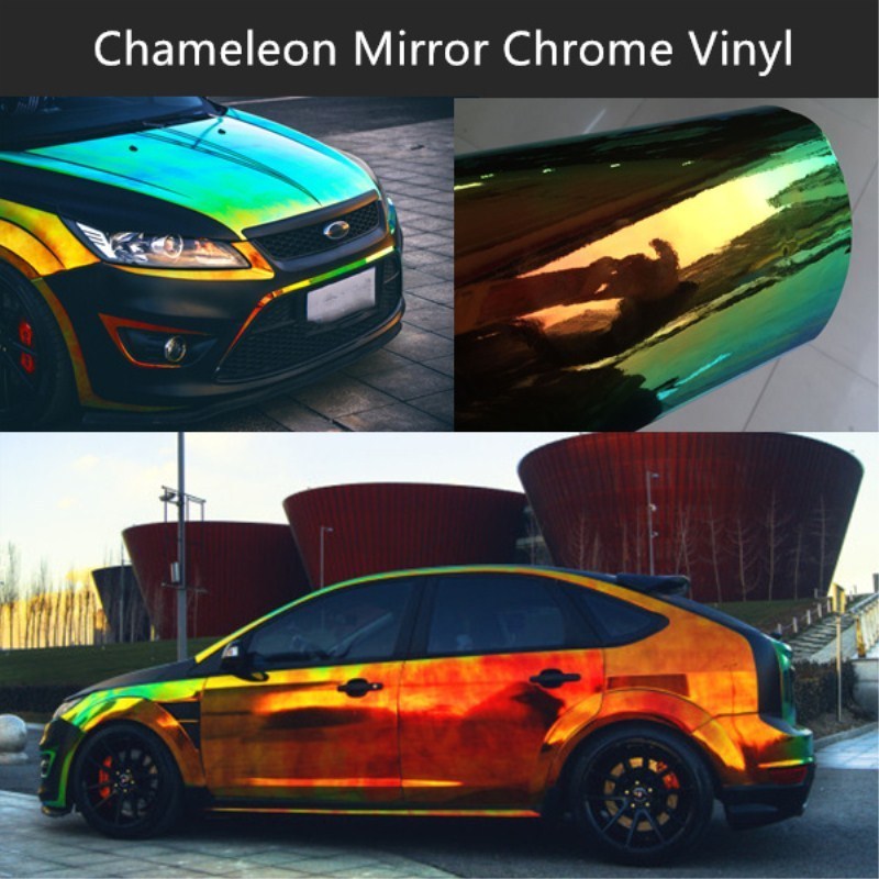 1.35*18m Size Iridescent Vinyl Rainbow Mirror Chrome Chameleon Holographic Film