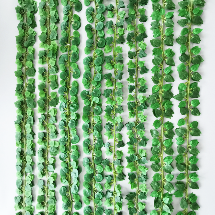 Wholesale Indoor Wall Decoration 36 Pieces Artificial Hanging Silk Green Ivy Leaves  Plant Vines