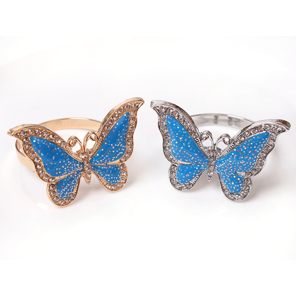 Western Restaurant Table Tableware Decoration Butterfly Shape Napkin Buckle, Metal Napkin Buckle for Wedding Decoration