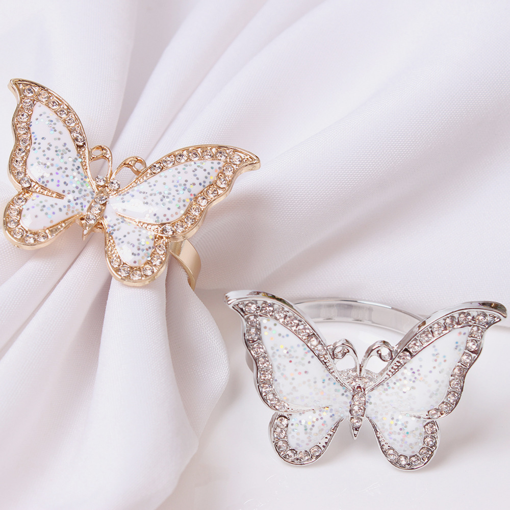 Western Restaurant Table Tableware Decoration Butterfly Shape Napkin Buckle, Metal Napkin Buckle for Wedding Decoration