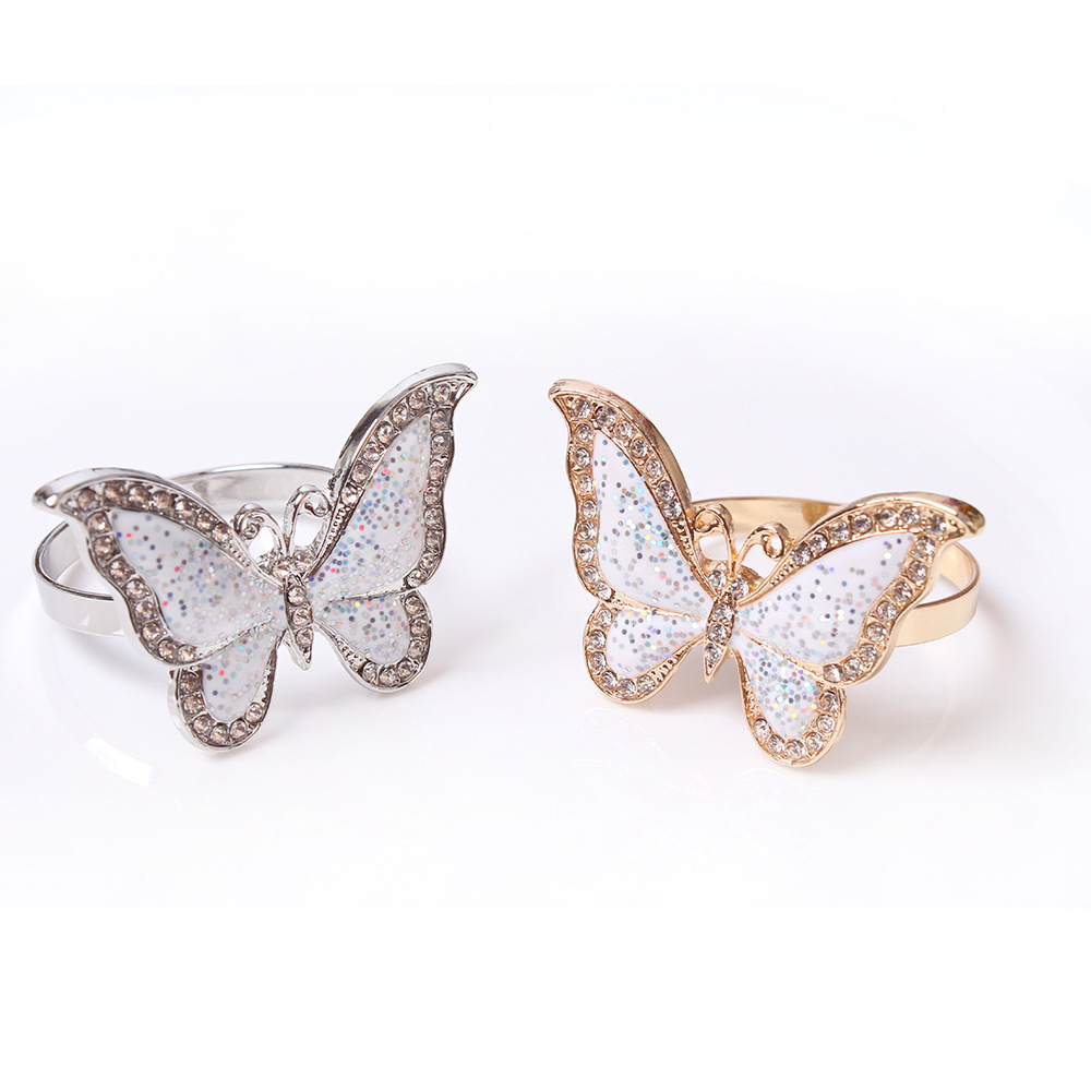 Western Restaurant Table Tableware Decoration Butterfly Shape Napkin Buckle, Metal Napkin Buckle for Wedding Decoration