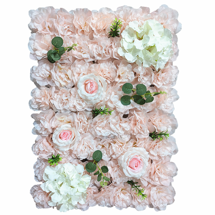 Wholesale 40*60 CM Artificial Pink Silk Flower Panel Hydrangea Rose Flower Wall Panel For Wedding Background Decorations