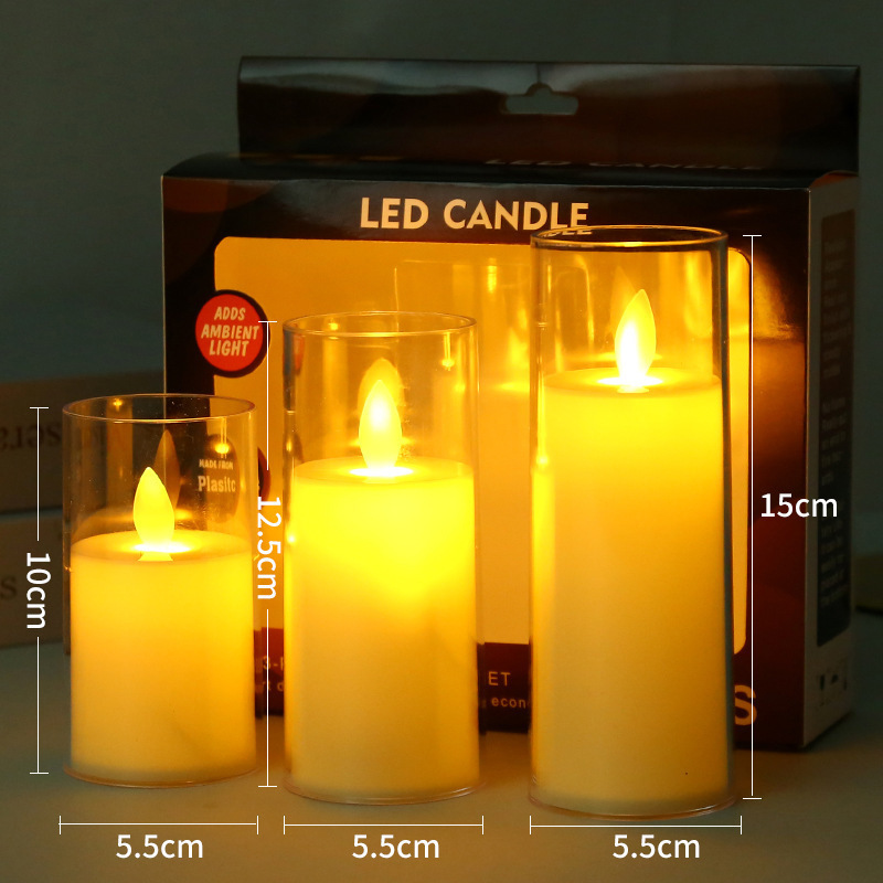 Hot sale 3 PCS Set Plastic Pillar Moving Wick Flame Realistic Dancing Christmas Battery Led Candles with Remote Control