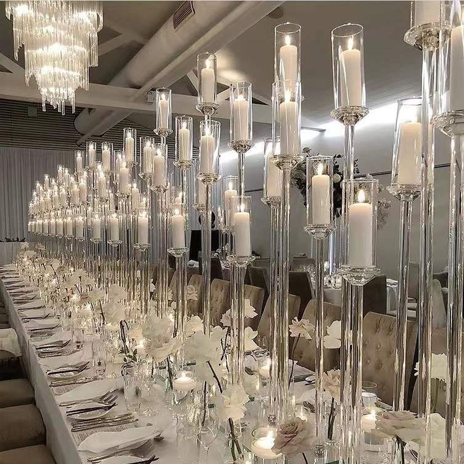 crystal modern wedding floor clear candelabra tall wedding centerpieces acrylic candle holder for tables decorations