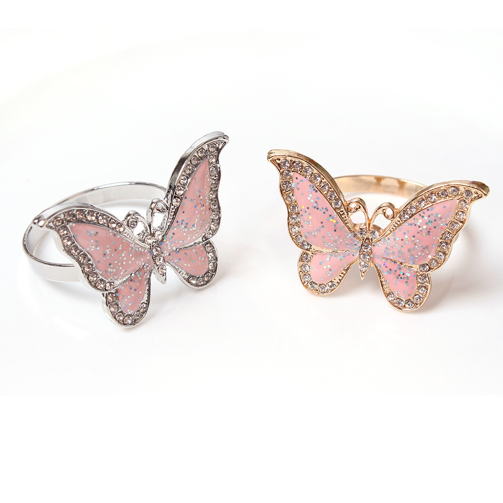 Western Restaurant Table Tableware Decoration Butterfly Shape Napkin Buckle, Metal Napkin Buckle for Wedding Decoration