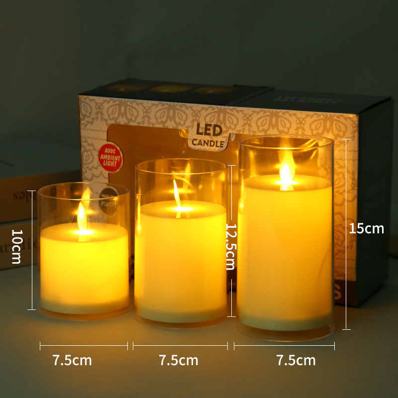 Hot sale 3 PCS Set Plastic Pillar Moving Wick Flame Realistic Dancing Christmas Battery Led Candles with Remote Control