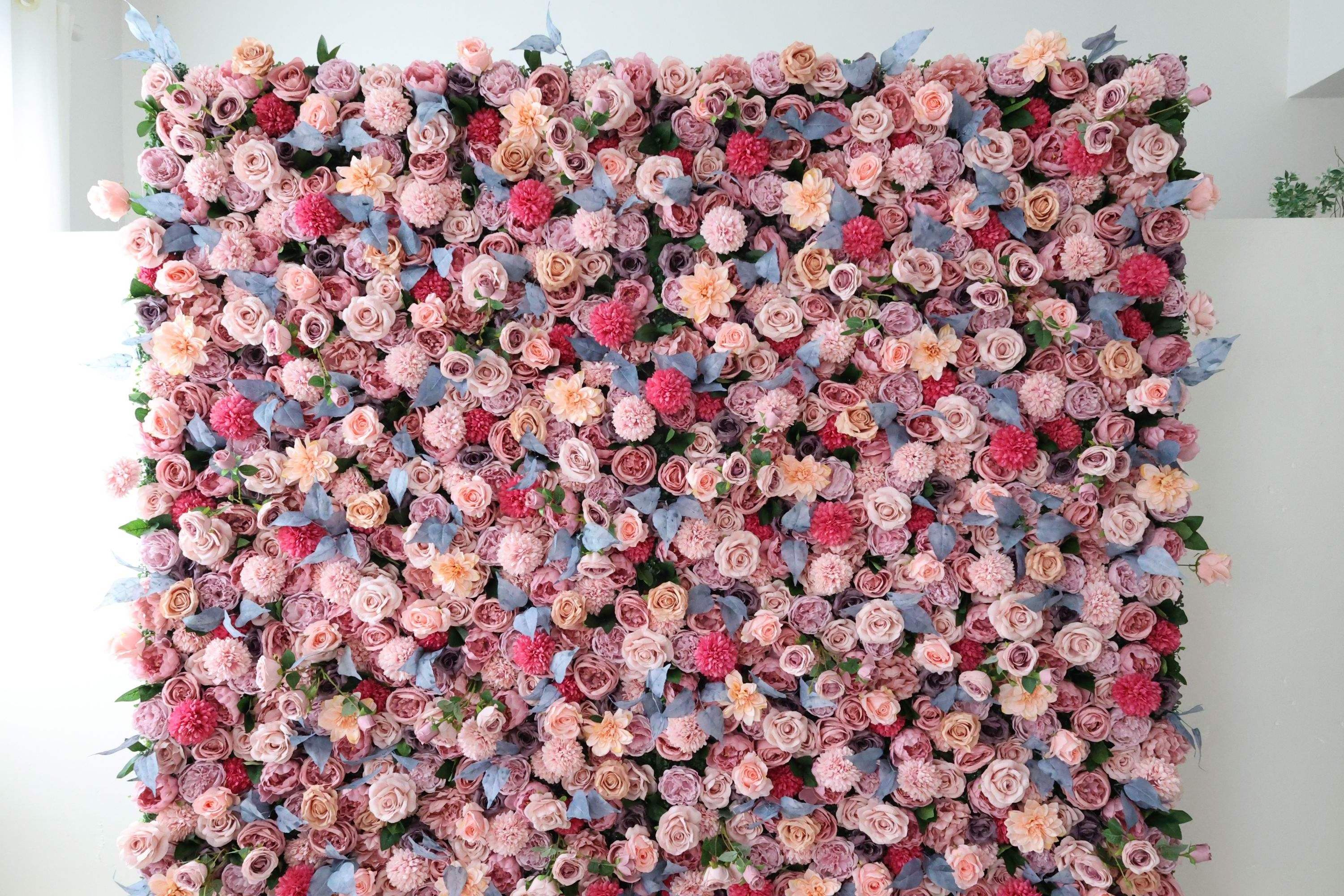 Floral 3d Roll Up Artificial Silk Rose Flower Wall Backdrop Panel Pink  Flower Wall for Wedding Home Salon Decor