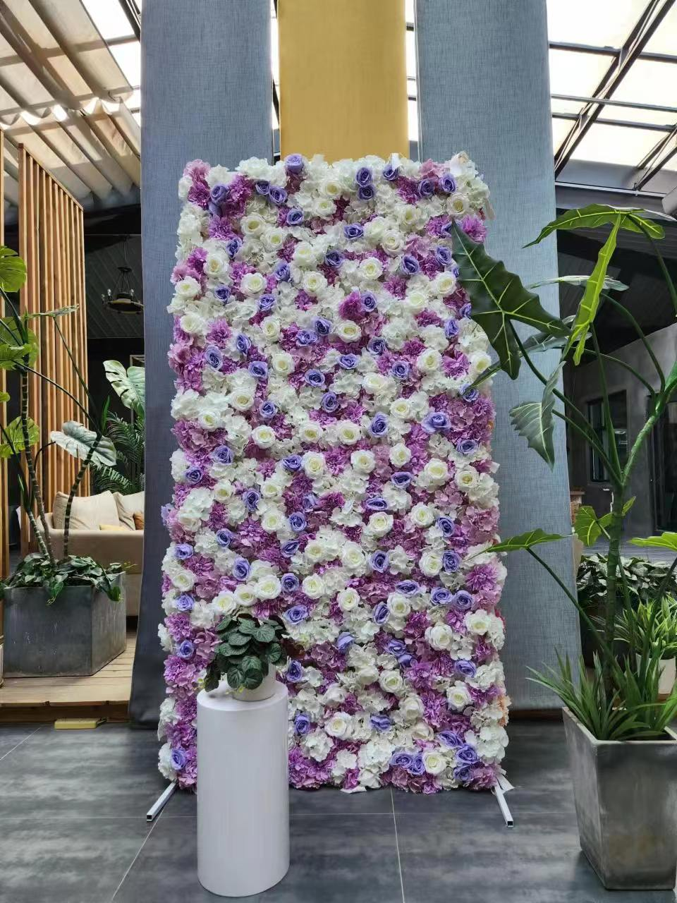 Wedding And Home Decoration  1.2m By 2.4m Silk Rose Artificial Flower Wall Backdrop Drapes For Wedding Decoration