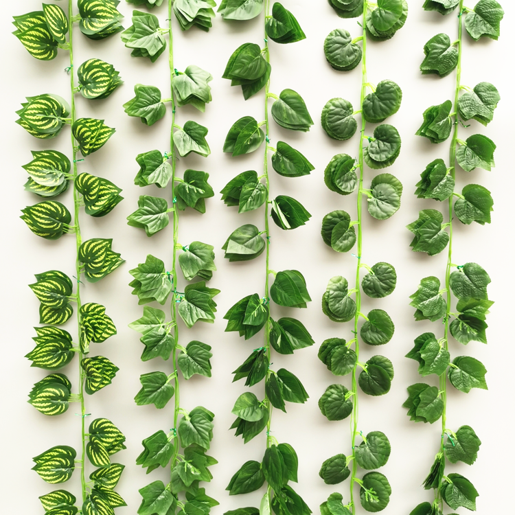 Wholesale Indoor Wall Decoration 36 Pieces Artificial Hanging Silk Green Ivy Leaves  Plant Vines