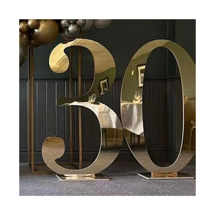 Popular Acrylic Mirrored 4ft Golden Number Number Stand 5ft Backdrop Panel for Wedding Party Decorations