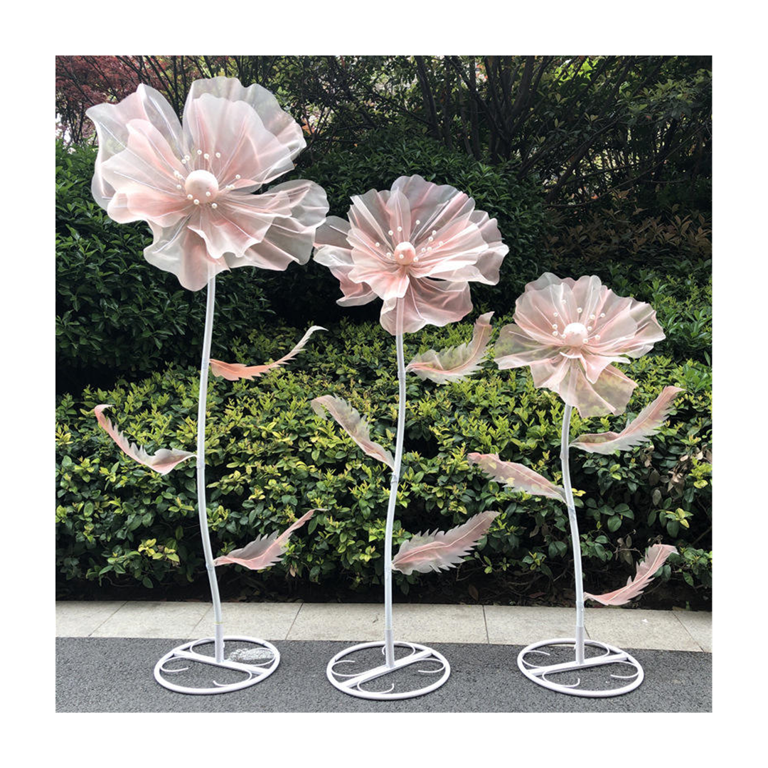 Modern Indoor And Outdoor Giant Silk Artificial Simulation Large Organza Flowers for Wedding Party Backdrop Decorations