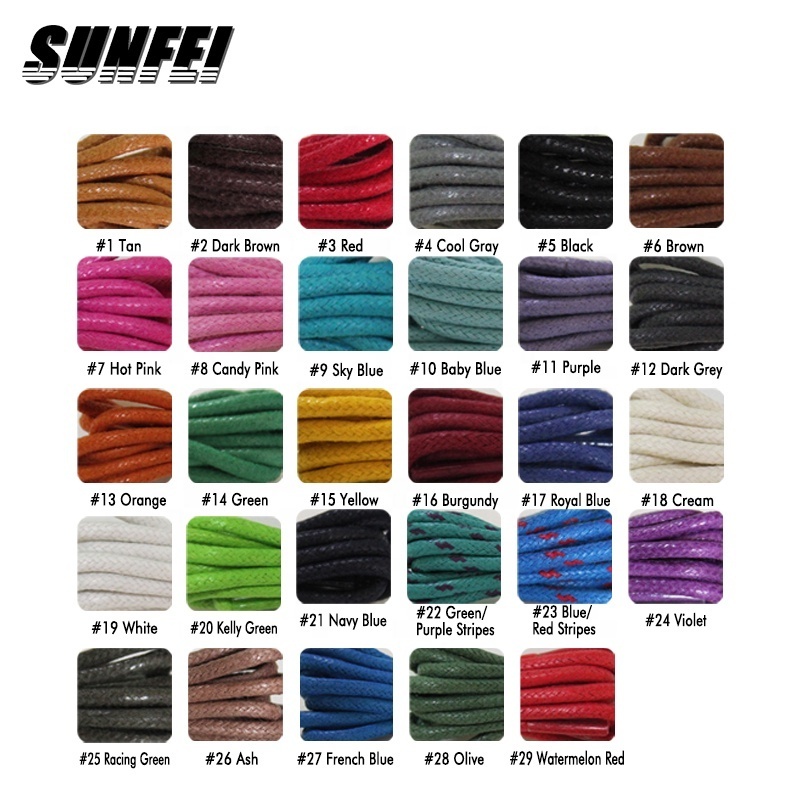 sunfei waxed dual colour shoelaces Waxed coated laces of Oxford Shoes Leather Shoes cotton wax fabric shoe laces